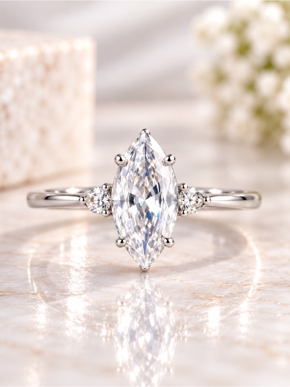 925 Sterling Silver Marquise Clear Stone Ring Size 7